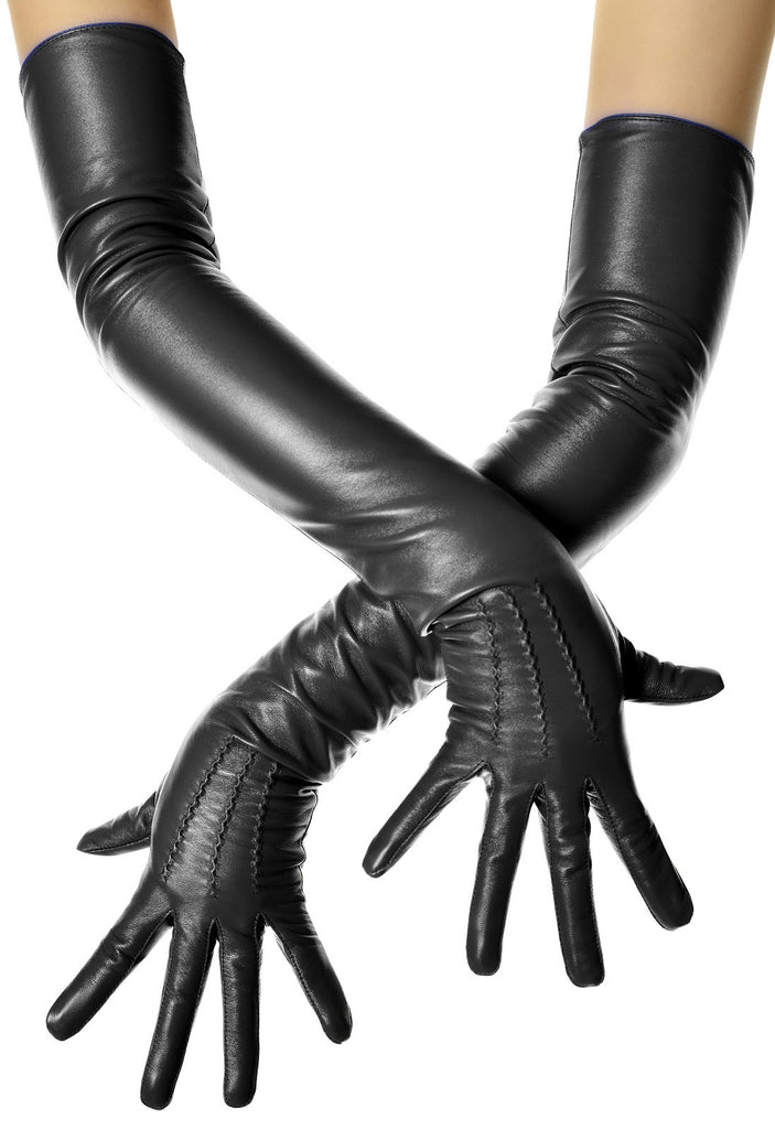 Black Leather Opera Gloves Long Evening ...